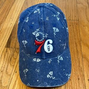 Philadelphia 76ers denim hat with floral details